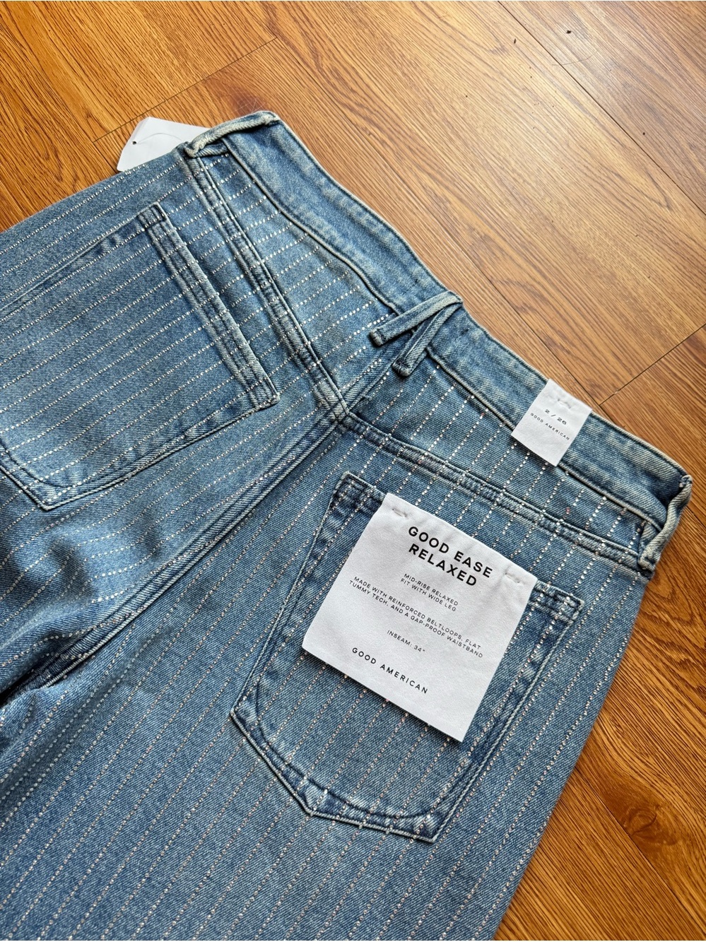 ✨NWT Good American Good Icon Rhinestone Pinstripe High Rise Jeans✨